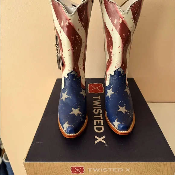 TWISTED X Leather American Flag Stepping Out Western Boot. Size: 9 - Picture 7 of 10